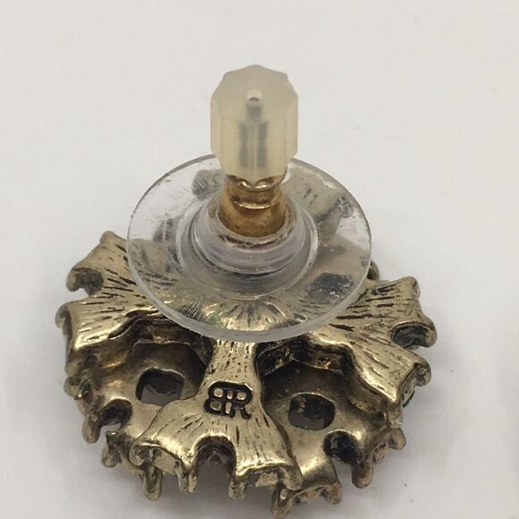 Banana Republic Black & Rhinestone Glass Multi-tiered Stud Brass Tone Earrings - Picture 8 of 14